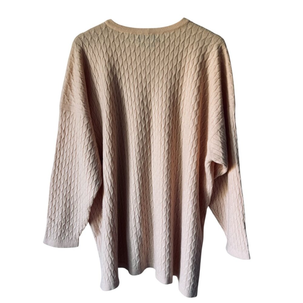 Eskandar Diamond Trellis Cashmere Sweater Oversized Boxy Lightweight Pale pink - Picture 2 of 16